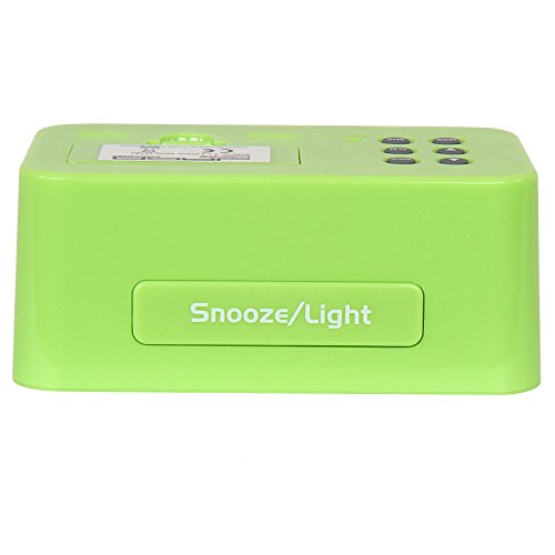 Jago Funkwecker mit Mondkalender und Temperaturanzeige mit LED-Hintergrundbeleuchtung und LCD-Display in vier verschiedenen Farben inkl. Snooze-Funktion und Datum Wochentag - 6