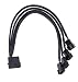 Produktbild Yuyoug Molex Lüfterverlängerungskabel, 4-polig auf 4 x 3/4-polig, 5 V 12 V, USB-Anschluss, zweifaches Lüfternetzadapterkabel 30 cm