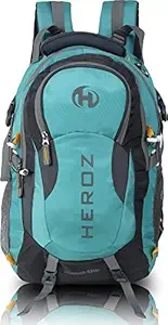 HEROZ Hammer Unisex Nylon 45 L Travel Laptop Backpack Water Resistant Slim Durable Fits Up to 17.3 Inch Laptop Notebook (All) (Grey & Sea Green)