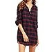 Price comparison product image Kanpola Oversize Plaid Blouses, Women Casual Sexy V Neck Stripe Long Sleeve Shirts Loose Shirt Tops (16, Red 3)