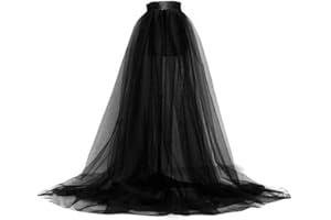 YJZQ Detachable Train Bridal Wedding Dress Tulle Skirt for Evening Party Women Floor Length See Through Dress Waist Strap Cape Style