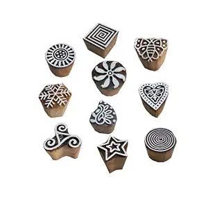 SK Art Wood Printing Stamp Block Set of 10 Piece(1.5 inch Multi)