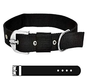 PSK PET MART Black Nylon 1.5 inch Dog Collar Belt Specially for Big Dogs Neck Size 48cm to 64cm Lengthy