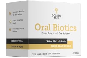 Golden Tree Oral Biotics, complejo bacteriano para la higiene bucal - 7000 millones de UFC por dosis - Combate el mal aliento y protege dientes y encías - aliento fresco y duradero - Sabor a menta