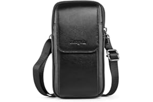 Hengwin Wielofunkcyjna torba z prawdziwej skóry, podwójny zamek błyskawiczny, męska, styl vintage, torba na ramię, pasek na telefon, kabura do podróży, aktywności na świeżym powietrzu