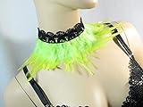  Feder Halsband Kragen neon gruen Choker Kropfband Kette Karneval Kostüm Vogel Federkragen Papagei