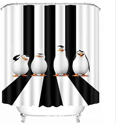 KKLL Shower Curtain 3D Cartoon Penguin Three dimensions Visual space Printing Polyester fabrics Waterproof Mildew Resistant Thickened Bathroom Bathtub Occlusion Cut off Hanging curtains , 150*180cm