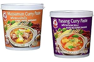 Cock Varumärke – provningsset currypasta – 2-pack (2 x 400 g) – 2 sorter, 1 burk Panang, massaman currypasta