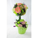 Blühender Baum im grünen Topf -Tischgesteck,Tischdeko mit künstlichen Blumen