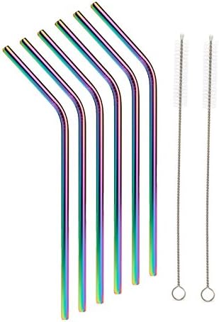 dhrbsx Stainless steel straws iridescence colors, Fits 20 Tumbler, Extra Long Reusable Ecofriendly (30oz, bend)