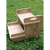 Multi-Purpose Use Natural Wood Two-Step Stool Ladder