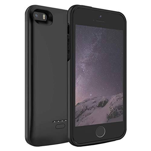 Ennotek Custodia per caricabatteria slim con batteria integrata 4000mAh per iPhone SE / 5s / 5 - Nero