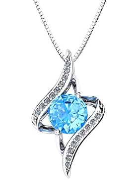 ONECK Kette Damen 925 Sterling Silber mit 5A Zikonia Blaue Kristall Anhänger 45cm Halskette Schmuck Damen exquisite...