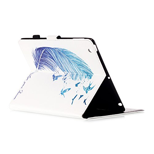iPad 2 iPad 3 iPad 4 Hülle, Deenor Colorful Painting and Stylish Drawing Wallet Case Book Style PU Leder Flip Protective Stand Schutzhülle Hülle für Apple iPad 2 iPad 3 iPad 4 Generation. (Feather) - 4