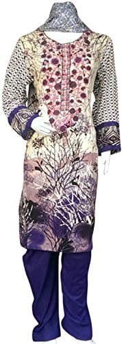 Size L Embroidered Cotton Linen Readymade 3 Piece Outfit Hand Stitched Pakistani Indian Asian Bollywood Suit