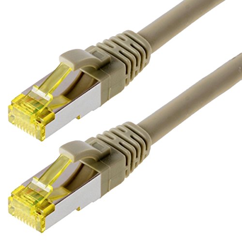helos Patchkabel S/FTP (PIMF) CAT 6a grau 3m CAT.6 Ethernet LAN Patchkabel Gigabit Netzwerkkabel Patch Kabel folien und geflechtgeschirmt halogenfrei PIMF 2 x RJ45 Stecker ideal für Switch , Internet, Spielkonsole, DSL Verbindungen , Patchfelder , Patchpanel , Router , Modem , Access Point und andere Geräte mit RJ45 Anschluß , CAT Kabel KAT Kabel CAT6 CAT 6 , geschirmtes Patchkabel