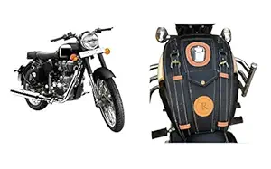 BIGZOOM Faux Leather Petrol Tank Cover for Royal Enfield Classic Bullet Electra Deluxe Standard 350, 500 (Black)