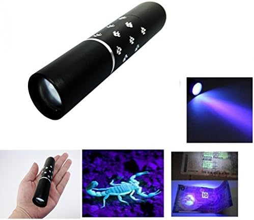 Mini Portable 365nm Fluorescent Agent Ultraviolet Light Flashlight Cosmetic Mask UV Money Jewelry Detector for baby Health Care,sports outdoors (Black)