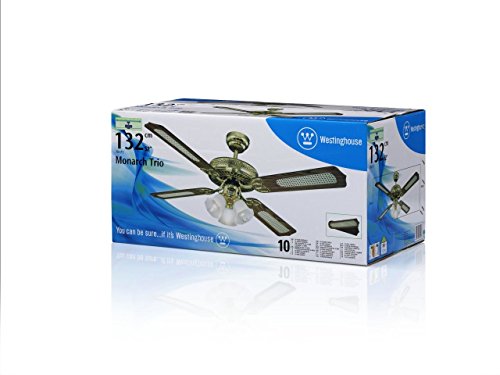 Westinghouse Monarch Trio 7817140 Deckenventilator mit Beleuchtung, A++ to E, Metall, 60 W, E14, poliertes messing, 132 x 132 x 43 cm - 8