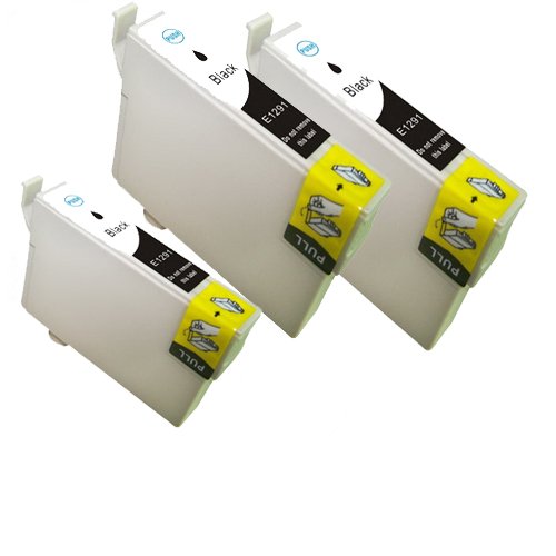 N.T.T.® 3x Stück XL Tintenpatronen kompatibel zu T1291 BK Black / Schwarz Für Epson Stylus SX420W ; SX425W ; SX525WD ; SX440W ; SX445W ; SX620FW ; SX525WD ; SX535WD ; SX620FW ; Epson Office, BX320FW B42WD ; BX305F ; BX305FW ; BX525WD ; BX625FWD ; BX305F ; BX535WD ; BX630FWD ; BX635FWD ; BX925FWD ; BX935FWD ; Epson Workforce Serie, Epson Workforce 525 Workforce 630