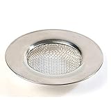 Cada pantalla del fregadero del acero inoxidable es diámetro total de cerca de 7.5 cm incluye el área micro-perforada 4.2 cm del tazón de fuente contorneada por un borde plano de la hoja de metal para reclinarse sobre el dren del fregadero, profundidad es el 1cm, diámetro de la micro-perforación es 0,08 ' '.