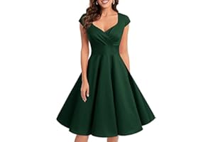 Bbonlinedress 1950er Vintage Retro Cocktailkleid Rockabilly V-Ausschnitt Faltenrock Abendkleid Partykleid