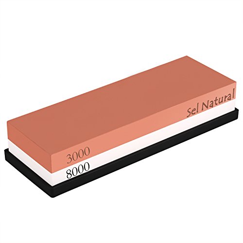 Sel Natural Wetzstein , für Handwerk und Küche, Doppelseitig Abziehstein Schleifstein Rutschfeste Unterlage, Korund-Kombinations-Körnung (1000/4000, 3000/8000 ) (3000/8000)
