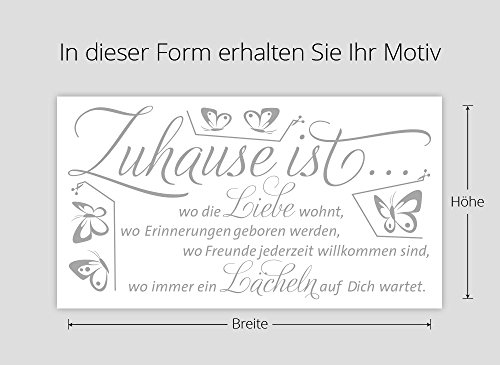 Grandora® W1133 Wandtattoo Zitat Zuhause ist… schwarz (BxH) 100 x 53 cm - 4