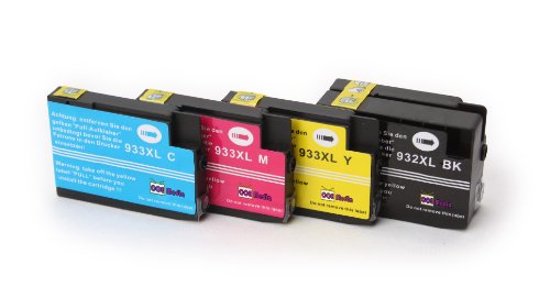 Tinte kompatibel zu HP 932XL / 933XL 4 Patronen im Multipack mit neustem Chip für HP OfficeJet 6100 6600 6700 ePrinter Plus All in One Premium Drucker