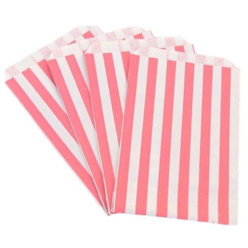 EPOSGEAR 100 Rot Süßigkeiten Streifen Papiertüten Süßes Geschenk Taschen Tüten 5″ x 7″ (125mm x 175mm) – Ideal für Geschenkläden, Hochzeitsbevorzugungen, Süßigkeiten Wagen, Buffets usw - 2