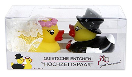 Close Up® Hochzeitsbadeenten Braut & Bräutigam / Quietscheenten Brautpaar 2er Set / Geschenk Trauung - 2