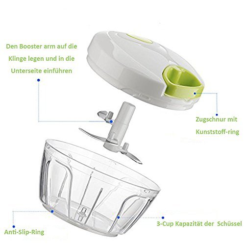 keynis® Gemüse und Obst Zwiebel Zerkleinerer Manuell Hacken Schneiden Mischen mit 3 Klingen - 5