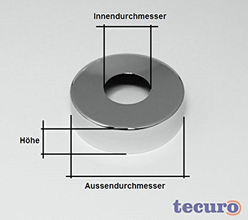 tecuro Hahnrosette (1/2″) Ø 22 mm x Ø 80 mm x Höhe 10 mm, messing verchromt - 2