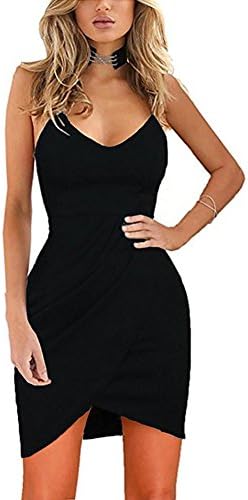 KJSEXY Women's Spaghetti Straps Deep V Neck Sleeveless Bodycon Party Dress