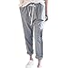 Produktbild UFACE Damen Sommer elastische Taille lose Harem Hosen weites Bein Baumwolle und Leinen lose Hosen(Grau,3XL(46))