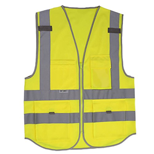 Panegy Reflektierende Weste Sicherheitsweste mit Taschen – Neon gelb Größe XL - 3