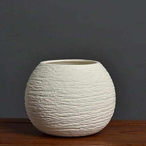 GUANGMING77 Ceramic Crafts _ Flower Flower Vase Simulation Ceramic Flower White Ceramic Jewelry Crafts Home Furnishing,Round