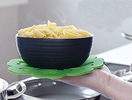 Pfirsich Silikon-Topflappen Topfuntersetzer, Glasöffner Löffelablage und Küchenuntersetzer (Set mit 2 Stück), rutschfest, flexibel, robust, hitzebeständig, spülmaschinenfest violett - 4