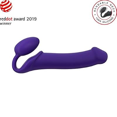 strap-on-me - Strap-On Bendable Sans Harnais - Double Stimulation - Dildo Semi-Réaliste - A Mémoire de Forme - Silicone sans Phtalates - Hypoallergénique - Taille XL - Coloris Violet