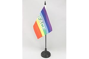 AZ FLAG Bandera de Mesa Arco Iris Paz 15x10cm - BANDERINA de DESPACHO Peace – Arcoiris Rainbow 10 x 15 cm