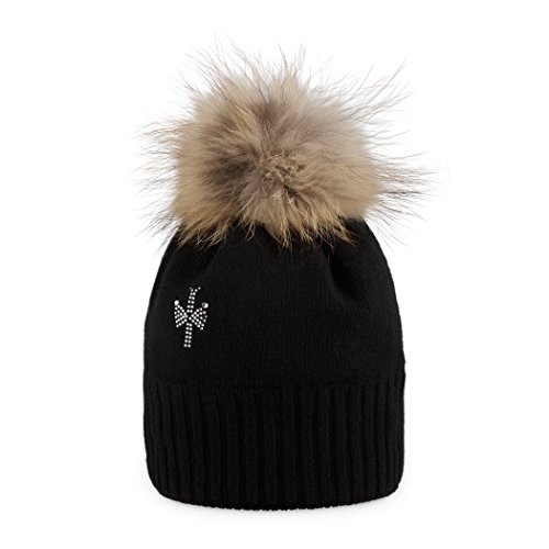 PIPOLAKI Giulia Gorro para Mujer, Mujer, Color Negro y Beige, tamaño FR : TU (Taille Fabricant : TU)