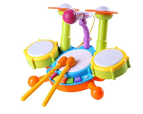 Preisvergleich Produktbild LINAG Kinder Trommel Schlagzeug Schlagwerk Musikinstrumente Musik Spielzeug Früherziehung Spiele Mini Emulation Geschenk Für Baby Kleinkinder Drumsticks