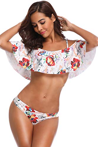 MEMORY BABY Bikini Mujer Sexy Push Up Bañador Cintura Alta Traje de baño con Tirantes Extraíble(Floral,XL)