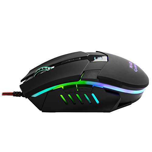 Mars Gaming MM116 - Rat  n Gaming para PC  3200 dpi  Sensor   ptico Profesional  iluminaci  n 7 Colores RGB Flow  6 Botones Gaming  ambidiestro  ergon  mico  Conector USB   Color Negro