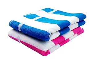 Space Fly Big Size Bath Towels Soft Terry Cotton, Lite Weight Towels, Clean & Dry (28 X 58 Inch_Pink & Blue)