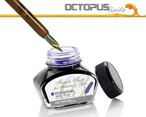Octopus Fluids 30 ml feinste Schreibtinte Königsblau für Füllhalter / Schreibfedern im Tintenglas, Füllhaltertinte löschbar - 4