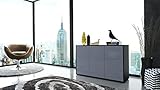 Kommode Sideboard Ben V3, Korpus in Schwarz matt / Fronten in Grau Hochglanz - 