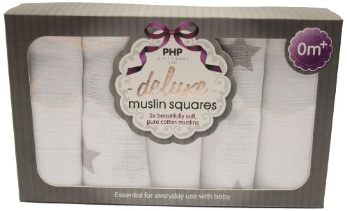 PHP Gift and Baby Muslin Squares Star Set (Pack of 5)