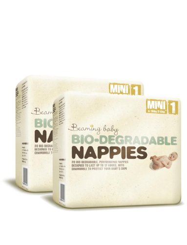 Beaming Baby Biodegradable Nappies TWIN pack Mini (Size 1)