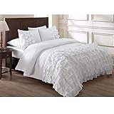 Sticker superb 220x240cm 3 Pièces 2 Personnes Romantique Rose Bleu Cascade Housse de Couette, Cascade Moitié Ébouriffer Blanc Noir Gris Parures de Lit avec Taie d'oreiller (Blanc)